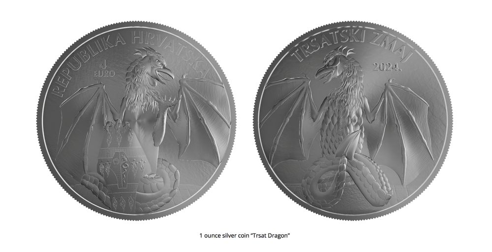 Chorvatská mincovna oznámila vydání nové numismatické mince s názvem "Trsatský drak." 