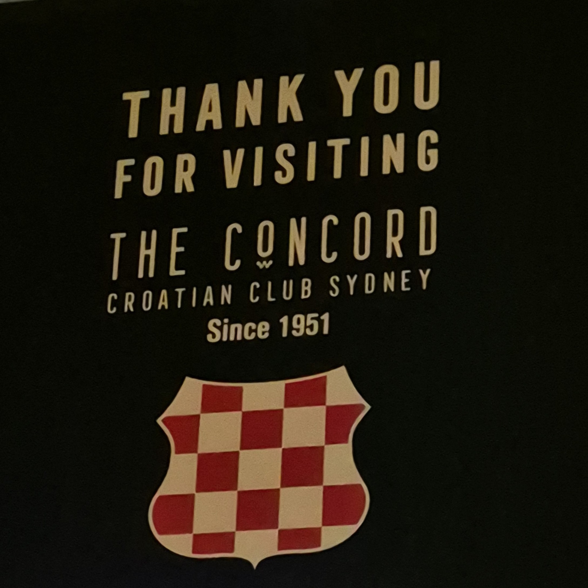 Poděkování v klubu concord v Sydney 