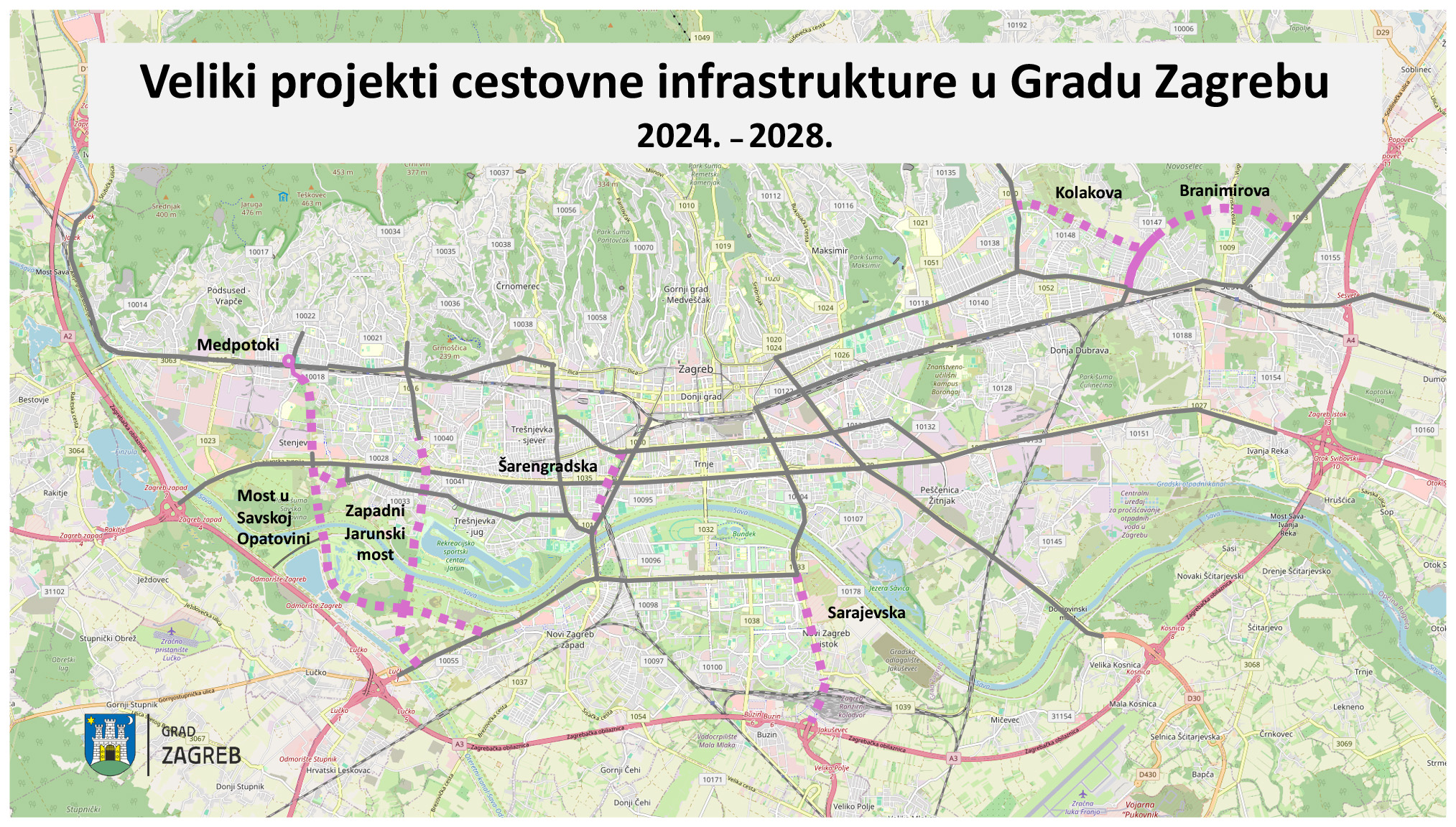 Mapa Záhřebu 