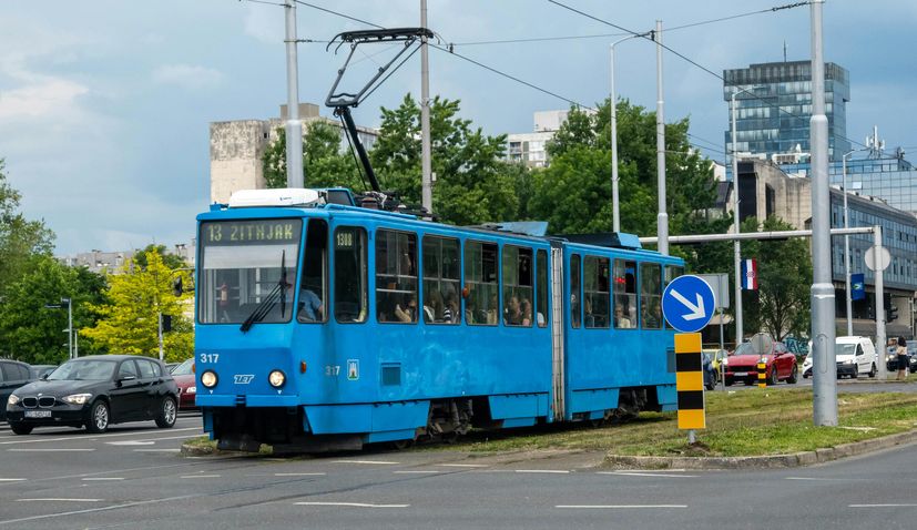 Záhřebská modrá tramvaj 